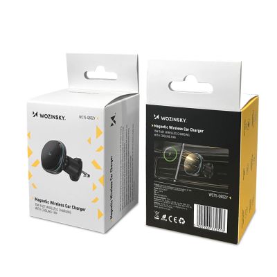 3. Wozinsky WCT5-Q6S2Y Car Holder with Qi/MagSafe 15W Inductive Charger for Ventilation Grill with Fan - Black
