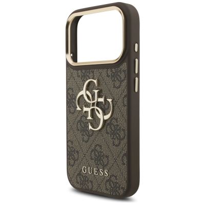 6. Guess 4G Big 4G Classic Logo Big Strap Metal Buttons Case for iPhone 17 Pro - Brown