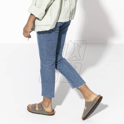 7. Birkenstock Arizona Birko-Flor Nubuck Stone regular women's/men's flip-flops wide gray (0151211)