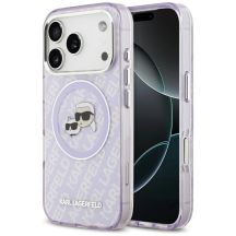 Karl Lagerfeld IML Glitter Karl & Choupette Heads Logo MagSafe Case for iPhone 17 Pro - Purple