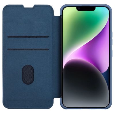 5. Nillkin Qin Cloth Pro Case Case for iPhone 14 Plus Camera Cover Holster Cover Flip Case Blue