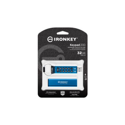 3. Kingston Technology IronKey Keypad 200 USB Flash Drive 32GB USB Type-A 3.2 Gen 1 (3.1 Gen 1) Blue