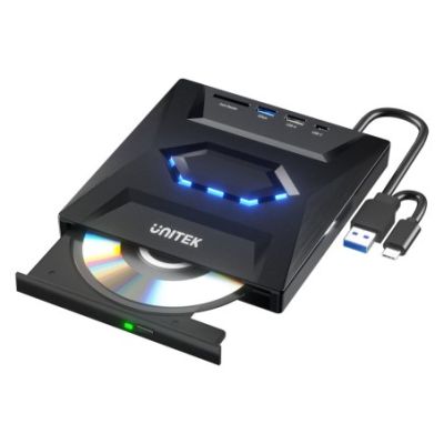 2. T1037A01 EXTERNAL CD/DVD RECORDER WITH USB HUB AND SD CARD READER UNITEK