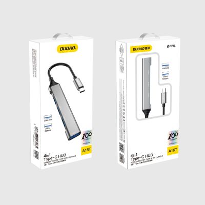 5. Dudao HUB 4in1 USB-C - 4x USB-A (3 x USB2.0 / USB3.0) 6.3cm black (A16T)