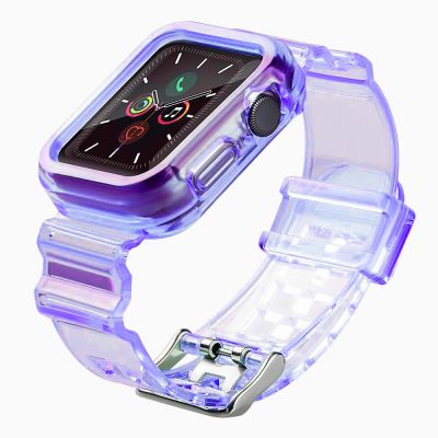 Silicone Band Strap Bracelet Case Strap Light Set for Apple Watch 40mm - Purple