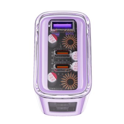 5. Acefast charger GaN 65W 3 ports (1xUSB, 2xUSB C) purple (A45)