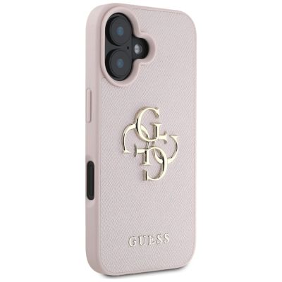 4. Guess Grained Big 4G Logo Small Classic Logo case for iPhone 16 - pink