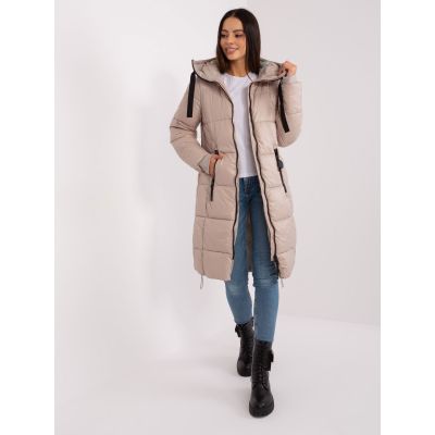 3. Women's beige quilted winter jacket SUBLEVEL knee-length (D50048X44518B3)