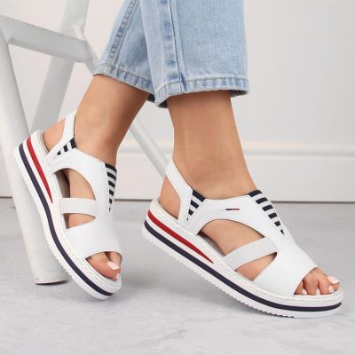 8. Rieker W V02Y5 wedge sandals white 