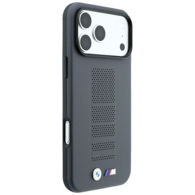 4. BMW M Blue Perfo Metal Logo MagSafe Case for iPhone 18 Pro Max / 17 Pro Max - Gray
