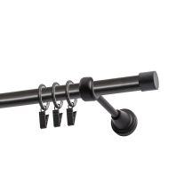 Single Curtain Rod Ø 19 mm, Black, 480 cm, LUNA, with Rings, KOWALSKI