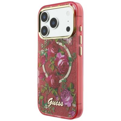 2. Guess IML Glitter Blossom Roses case for iPhone 17 Pro Max / 18 Pro Max - burgundy