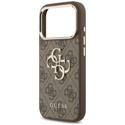 7. Guess 4G Strap 4G Classic Logo Metal Trims Case for iPhone 18 Pro / 17 Pro – brown
