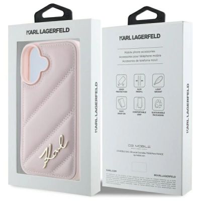 8. Karl Lagerfeld Quilted Signature iPhone 16 Case - Pink