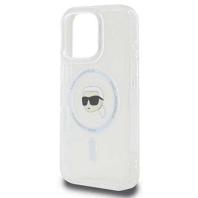 6. Karl Lagerfeld IML Metal Karl Head MagSafe Case for iPhone 16 Pro - White