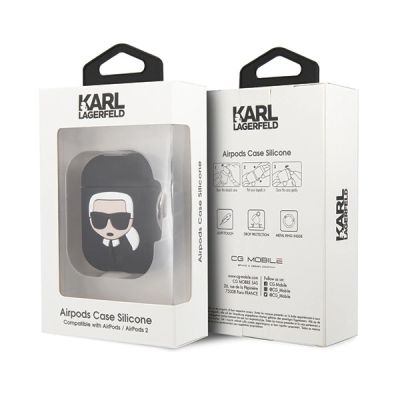 14. Karl Lagerfeld Silicone Ikonik Case for AirPods 1/2 - Black