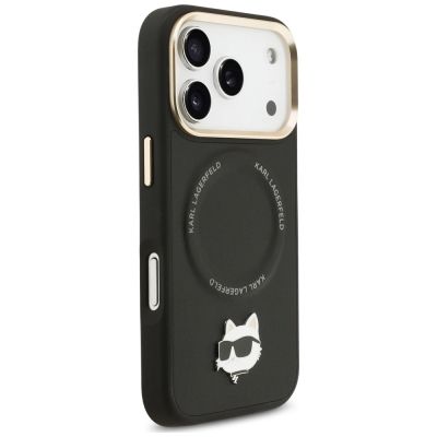 4. Karl Lagerfeld Big Strap Choupette Metal Logo MagSafe Case for iPhone 17 Pro Max - Black