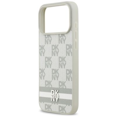 6. DKNY Checkered with Printed Stripes Case for iPhone 17 Pro Max - Beige