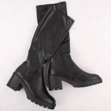 Women’s Heeled Platform Boots, Warm-Lined, Black, Vinceza 58332