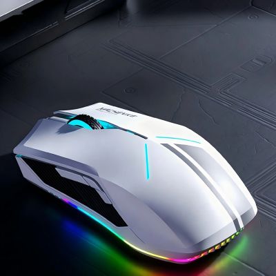 7. Machenike M721 Wireless Gaming Mouse 10000 DPI with RGB Backlight - White