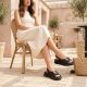 6. Women's leather platform sandals black S.Barski 61-6047