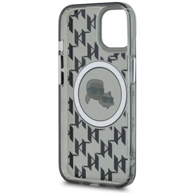 7. Karl Lagerfeld IML Monogram Karl & Choupette Head MagSafe iPhone 15 Plus Case - Black