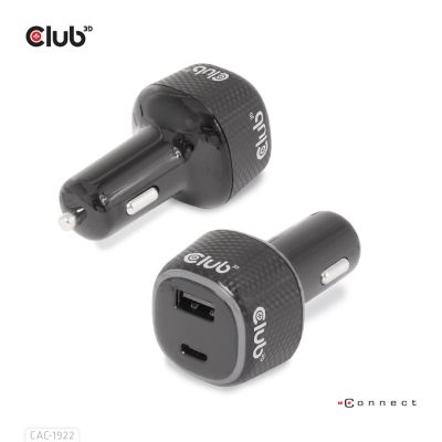 9. CLUB3D CAC-1922 Black Automatic Lighter Charger for Mobile Devices Laptop