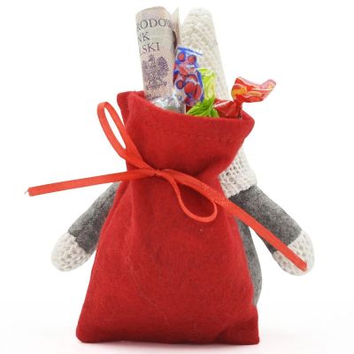 12. DECORATIVE SANTA CLAUS WITH GIFT BAG 15CM RED