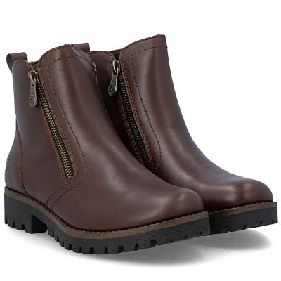 4. Women's brown leather ankle boots with zipper Rieker 78556-28