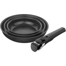 ZWILLING UNLOCK Set of 3 ceramic frying pans + handle - black