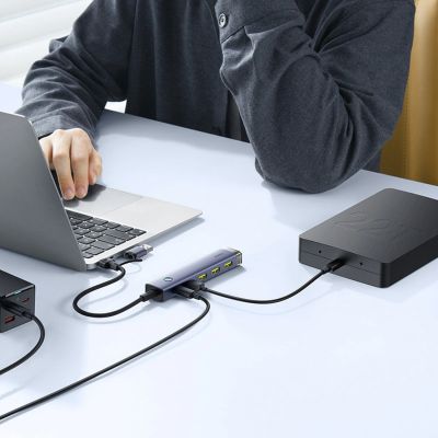 9. Baseus UltraJoy Series USB-A/USB-C hub 4xUSB-A 3.1 1xUSB-C 5V - gray