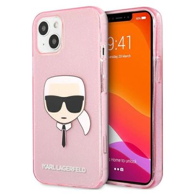 Karl Lagerfeld Glitter Karl's Head Case for iPhone 13 mini - Pink