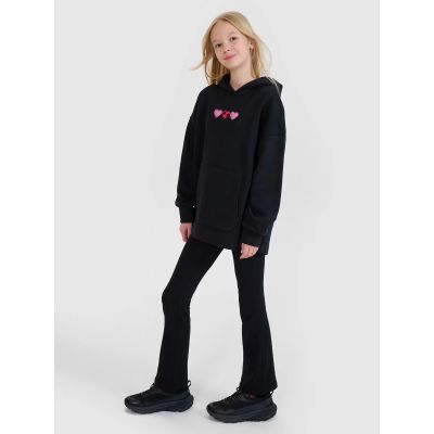 4. Girls' sweatshirt with a hood, open, 4F 4FJRSS25TSWSF2235-20S