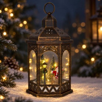 5. DECORATIVE LED LANTERN 32 CM – SANTA CLAUS