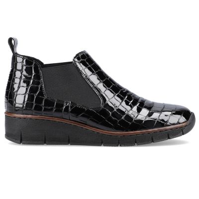 61. Rieker W R474 snakeskin leather ankle boots black