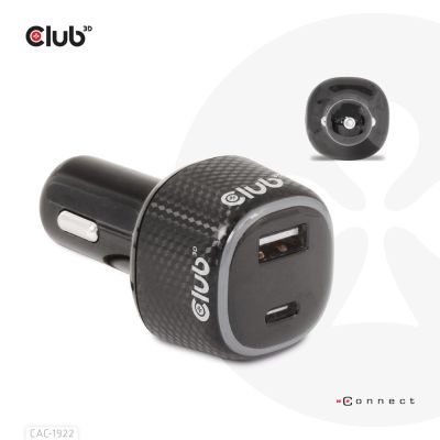 8. CLUB3D CAC-1922 Black Automatic Lighter Charger for Mobile Devices Laptop