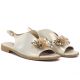 4. Women's flat leather sandals with crystals, gold, S.Barski 61-6004