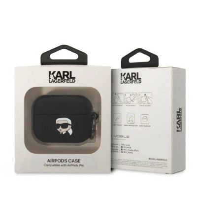 3. Karl Lagerfeld Silicone Karl Head 3D Case for AirPods Pro Cover - Black