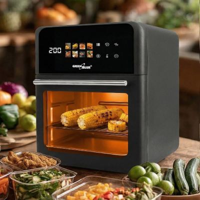 6. GREENBLUE FAT-FREE AIR FRYER, POWERFUL 1800W, CAPACITY 10L, 8 PROGRAMS, ACCESSORIES, TIMER GB950