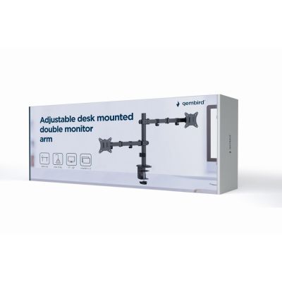 6. GEMBIRD ADJUSTABLE DESK ARM/MOUNT FOR 2 MONITORS 17-32, VESA 100X100MM, UP TO 9 KG