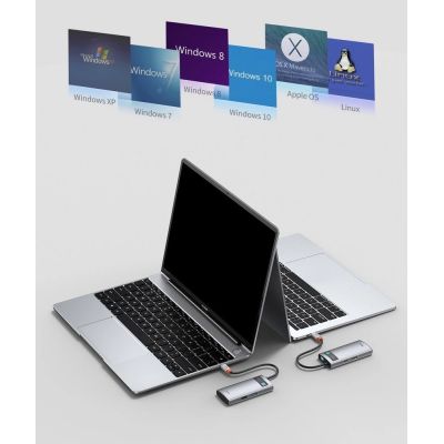 17. Baseus Metal Gleam 4in1 multifunctional HUB USB Type C - USB Type C Power Delivery 100 W / HDMI 4K 30 Hz / 1x USB 3.2 Gen 1 / 1x USB 2.0 (CAHUB-CY0G)