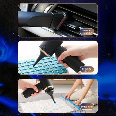 3. Mini Foldable Handheld Car Vacuum Cleaner with Blower Function - Black