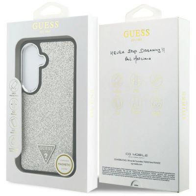 8. Guess Fixed Glitter Triangle MagSafe case for Samsung Galaxy S26+ - silver