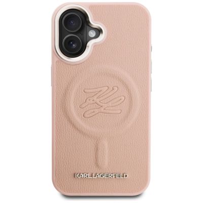 3. Karl Lagerfeld Initial & Metal Logo MagSafe iPhone 16 Case - Pink