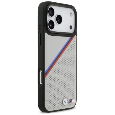 4. BMW M Tricolor Metal Logo MagSafe Case for iPhone 17 Pro Max - Gray