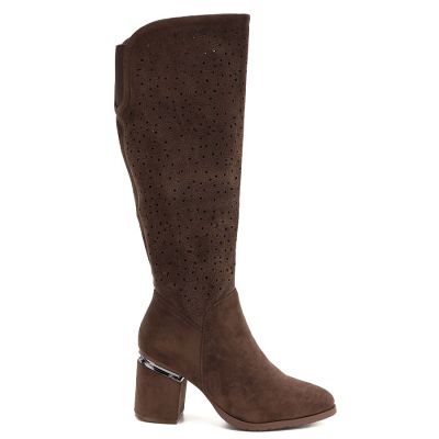 2. Women's openwork brown high-heeled boots S.Barski HY62-8122