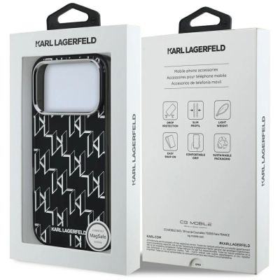 8. Karl Lagerfeld IML KL Monogram MagSafe Case for iPhone 17 Pro - Black