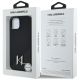 8. Karl Lagerfeld Silicone Shadow Metal Initial MagSafe Case for iPhone 15 Black