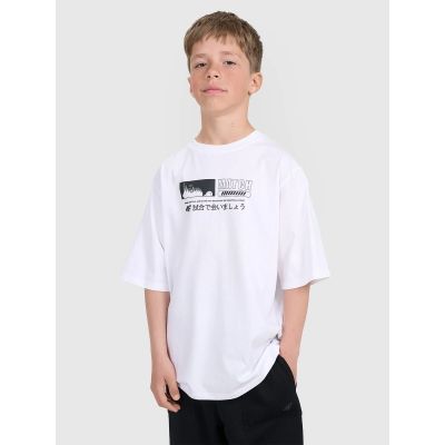 Boy's oversize T-shirt with print 4F 4FJRAW25TTSHM3065-10S