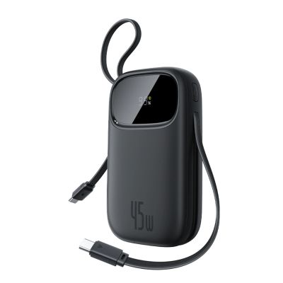 Baseus EnerFill FC31 20000mAh 45W Power Bank with Digital Display with 2 Built-in USB-C Cables - Black